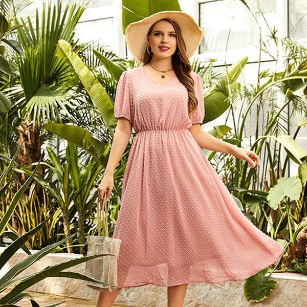 plus size dresses round neck waist slim looking women's clothing wear dress over the knee solid color simple elegant fairy, Black
plus size dresses round neck waist slim looking women's clothing wear dress over the knee solid color simple elegant fairy, Black