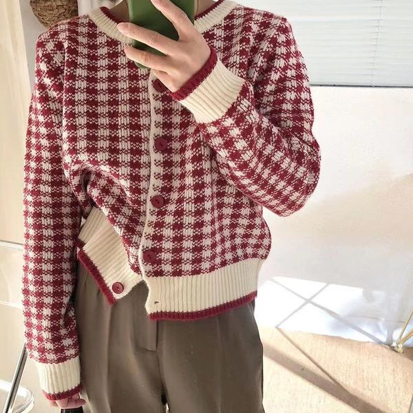 women's knits & tees autumn women knitted sweater short elegant single-breasted cardigan office ladies urban plaid outside knitwear out, White
women's knits & tees autumn women knitted sweater short elegant single-breasted cardigan office ladies urban plaid outside knitwear out, White