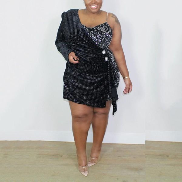 casual dresses 4xl 5xl plus size black sequined for womens one shoulder v neck bodycon mini length elegant evening night party vestidos, Black;gray
casual dresses 4xl 5xl plus size black sequined for womens one shoulder v neck bodycon mini length elegant evening night party vestidos, Black;gray