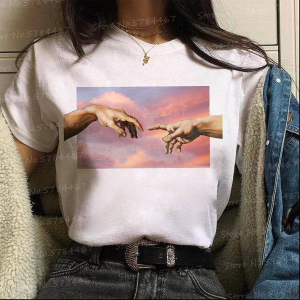 women's t-shirt vogue vaporwave michelangelo hands t shirt women funny aesthetic david t shirt harajuku the creation of adam graphic ko, White
women's t-shirt vogue vaporwave michelangelo hands t shirt women funny aesthetic david t shirt harajuku the creation of adam graphic ko, White