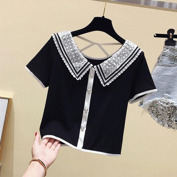 spring summer style button striped women shirts short sleeve polyester peter pan collar slim dd9070, White
spring summer style button striped women shirts short sleeve polyester peter pan collar slim dd9070, White
