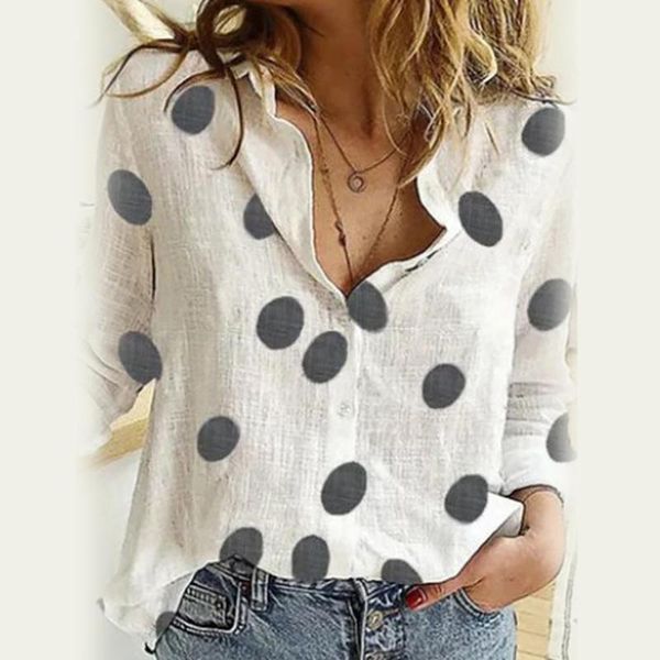 women fashion long sleeve marguerite dot star print office shirt blouse women's blouses & shirts, White
women fashion long sleeve marguerite dot star print office shirt blouse women's blouses & shirts, White