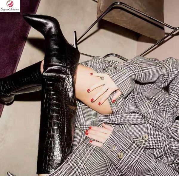boots original intention stylish stone grain black patent leather knee high woman pointed toe stiletto heels
boots original intention stylish stone grain black patent leather knee high woman pointed toe stiletto heels