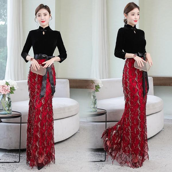 casual dresses coigarsam women dress autumn 2022 korea style three quarter sleeve solid sequins mesh beading zipper red robe, Black;gray
casual dresses coigarsam women dress autumn 2022 korea style three quarter sleeve solid sequins mesh beading zipper red robe, Black;gray