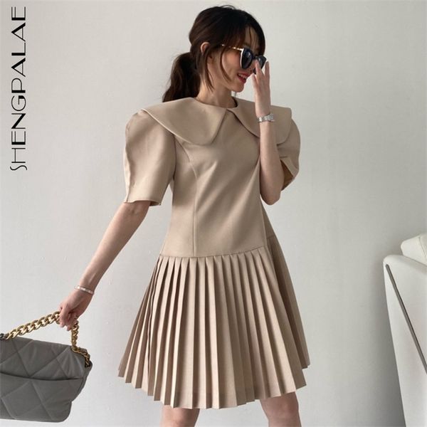 khaki dress women's summer peter pan collar waist puff short sleeve spliced pleated mini dresses female 210427, Black;gray
khaki dress women's summer peter pan collar waist puff short sleeve spliced pleated mini dresses female 210427, Black;gray