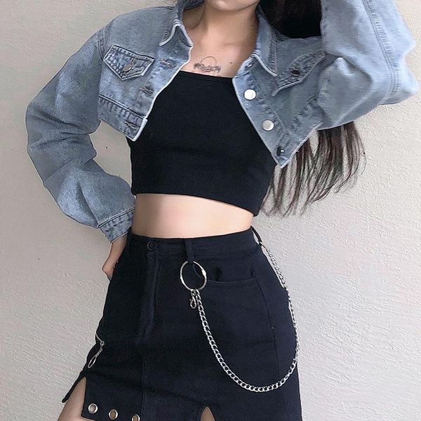 women's jackets women cropped denim coat jacket autumn spring classic long sleeve button down trucker female outerwear casual fashion, Black;brown
women's jackets women cropped denim coat jacket autumn spring classic long sleeve button down trucker female outerwear casual fashion, Black;brown