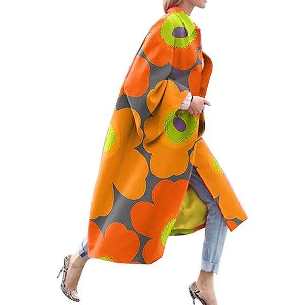 women coat long notched lapel outwear fashion printed sleeve draped open front trench lady loose cardigan women's jackets, Black;brown
women coat long notched lapel outwear fashion printed sleeve draped open front trench lady loose cardigan women's jackets, Black;brown