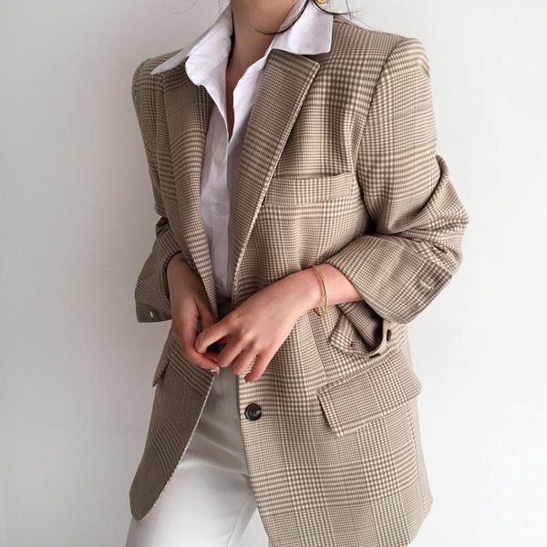 korea chic vintage classic plaid lapel coat two buttons loose multi-pocket design cardigan korean fashion blazer female women's suits &, White;black
korea chic vintage classic plaid lapel coat two buttons loose multi-pocket design cardigan korean fashion blazer female women's suits &, White;black
