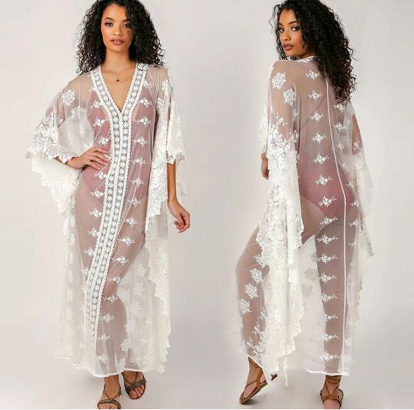 women's swimwear lace beach cover up pareo wear swim suit cover-ups playa tunics for women sunscreen dress omat, White;black
women's swimwear lace beach cover up pareo wear swim suit cover-ups playa tunics for women sunscreen dress omat, White;black