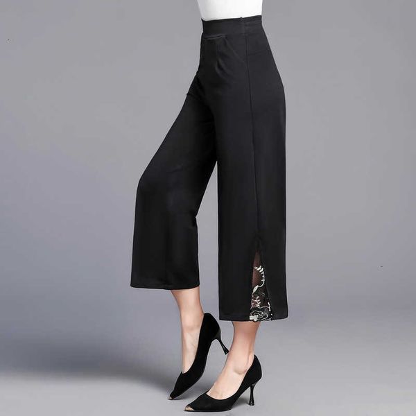 skirts middle-aged mother wide leg summer elastic high waist lace patchwork straight pants casual women trousers y376 7nvi, Black 
skirts middle-aged mother wide leg summer elastic high waist lace patchwork straight pants casual women trousers y376 7nvi, Black