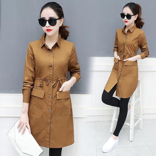 women's trench coats shirt long sleeves women windbreaker 2021 spring autumn coat korean fashion casual thin slim mujer hl344, Tan;black
women's trench coats shirt long sleeves women windbreaker 2021 spring autumn coat korean fashion casual thin slim mujer hl344, Tan;black
