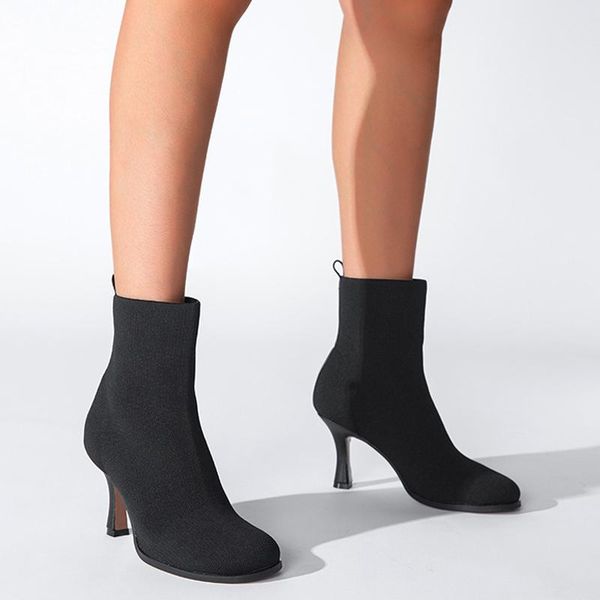 boots 2021 flock leather women round toe slip on shoes high heel short female autumn designer stiletto booties, Black
boots 2021 flock leather women round toe slip on shoes high heel short female autumn designer stiletto booties, Black