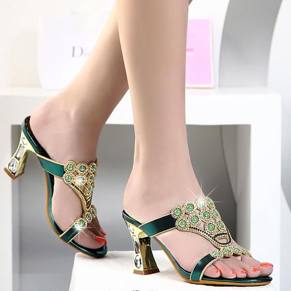 slippers women summer shoes crystal agate block high heels fashion genuine leather slides open toe ladies, Black
slippers women summer shoes crystal agate block high heels fashion genuine leather slides open toe ladies, Black