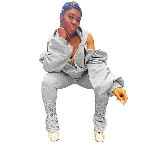 women clothing set open back hooded puff sleeve stacked slit pants suit active wear tracksuit two piece fitness outfits 210525, White
women clothing set open back hooded puff sleeve stacked slit pants suit active wear tracksuit two piece fitness outfits 210525, White