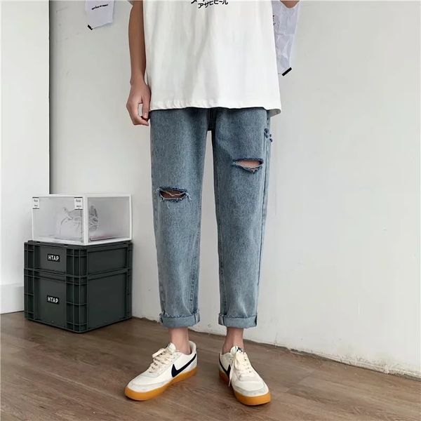 men's fashion jeans net red loose trend street cut students straight wide leg dad pants, Blue
men's fashion jeans net red loose trend street cut students straight wide leg dad pants, Blue