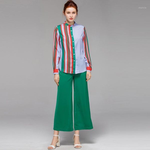 women's tracksuits wholesale print summer suits long sleeve strip contrast color + green loose pant women sets, Gray
women's tracksuits wholesale print summer suits long sleeve strip contrast color + green loose pant women sets, Gray