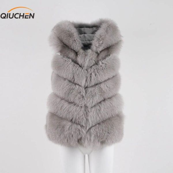 women's fur & faux qiuchen 8099 2021 arrival full pelt solid real vest gilet genuine coat with hood short model, Black
women's fur & faux qiuchen 8099 2021 arrival full pelt solid real vest gilet genuine coat with hood short model, Black