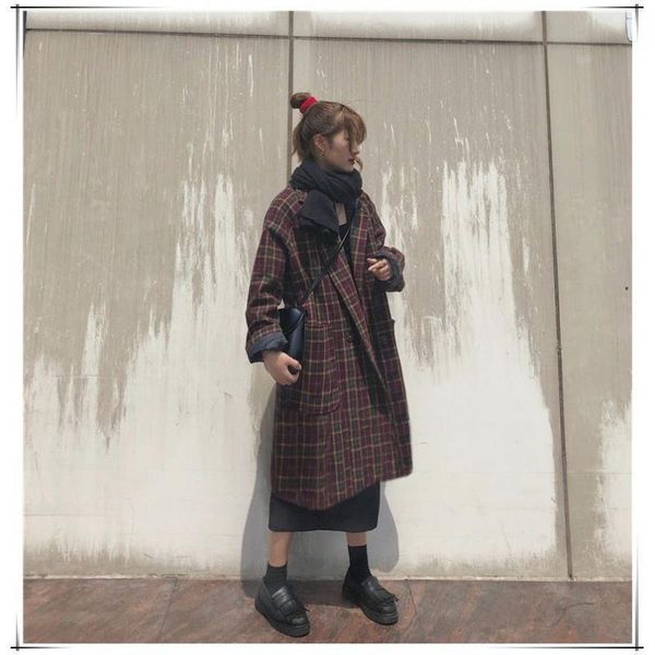 women's wool & blends winter college style double-breasted retro plaid woolen jacket mid-length/long hepburn female coat, Black
women's wool & blends winter college style double-breasted retro plaid woolen jacket mid-length/long hepburn female coat, Black