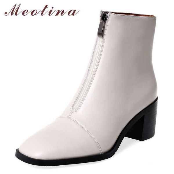 meotina winter ankle boots women natural genuine leather chunky high heel short boots zipper square toe shoes female size 34-39 210608, Black
meotina winter ankle boots women natural genuine leather chunky high heel short boots zipper square toe shoes female size 34-39 210608, Black