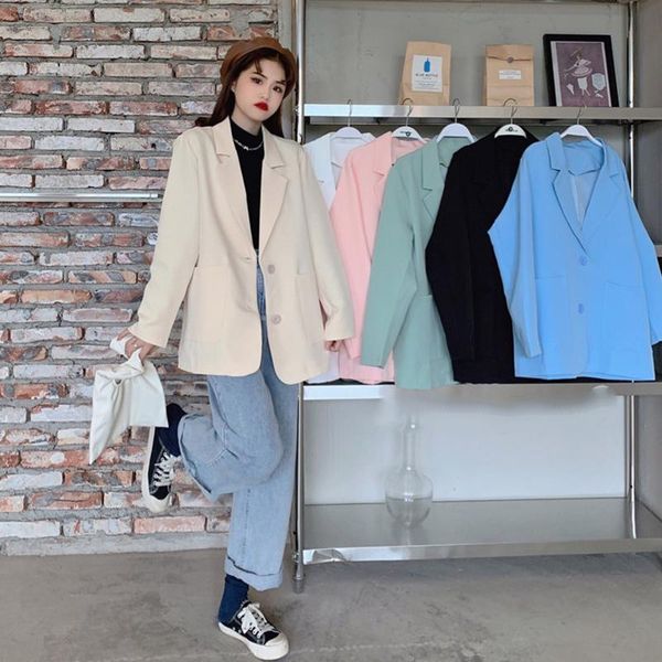 women's suits & blazers 2021 spring fashion blazer jackets women casual pockets long sleeve work chaquetas coat office lady solid loose, White;black
women's suits & blazers 2021 spring fashion blazer jackets women casual pockets long sleeve work chaquetas coat office lady solid loose, White;black