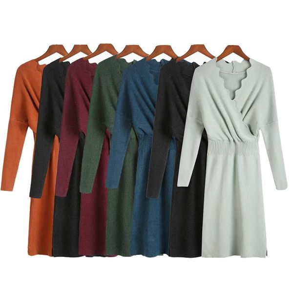 casual dresses autumn winter v-neck women knitted dress full sleeve slim waist female sweater 2021 knitting pullovers vestidos, Black;gray
casual dresses autumn winter v-neck women knitted dress full sleeve slim waist female sweater 2021 knitting pullovers vestidos, Black;gray