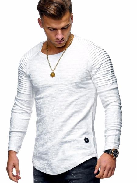 men's large size monochrome sleeve ruffle detail long t-shirt spring casual pullover fashion slim t-shirts, White;black
men's large size monochrome sleeve ruffle detail long t-shirt spring casual pullover fashion slim t-shirts, White;black
