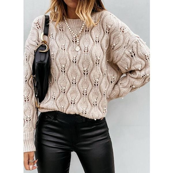 women's sweaters 2021 spring and autumn solid color round neck bubble bead hollow loose knit sweater female casual fashion, White;black
women's sweaters 2021 spring and autumn solid color round neck bubble bead hollow loose knit sweater female casual fashion, White;black