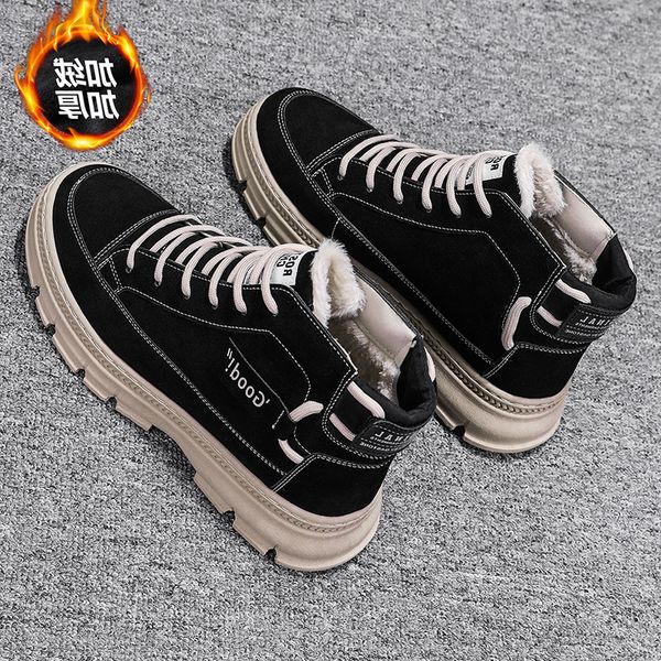 shoes winter outdoor high helper work clothes anti-skid snow cotton boots thick soled men's plush warm casual sports, Black 
shoes winter outdoor high helper work clothes anti-skid snow cotton boots thick soled men's plush warm casual sports, Black