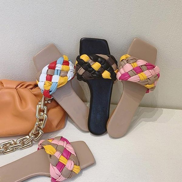 summer woven slippers women square toe flat casual beach shoes flip flops female slip on slides mixed colors, Black
summer woven slippers women square toe flat casual beach shoes flip flops female slip on slides mixed colors, Black