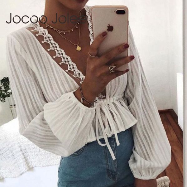 deep v neck loose cropped blouse elegant white striped tie up bow shirt lantern sleeve casual 2022 tunic 210428
deep v neck loose cropped blouse elegant white striped tie up bow shirt lantern sleeve casual 2022 tunic 210428