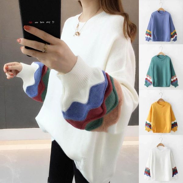 women's sweaters women casual loose color block o neck puff sleeve blouse pullover sweater pull femme nouveaute 2021 strange thing arri, White;black
women's sweaters women casual loose color block o neck puff sleeve blouse pullover sweater pull femme nouveaute 2021 strange thing arri, White;black