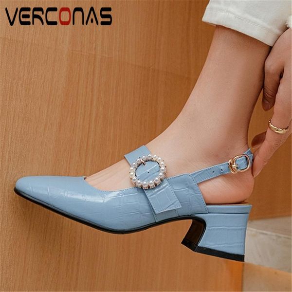 fashion women slingbacks pumps spring summer genuine leather pearl buckle thick heels shoes woman casual office dress, Black
fashion women slingbacks pumps spring summer genuine leather pearl buckle thick heels shoes woman casual office dress, Black