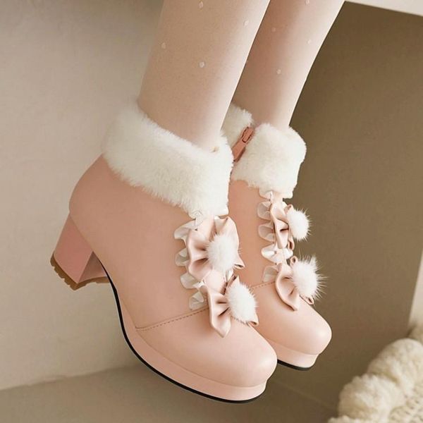 boots 2021 autumn and winter thickened snow versatile medium heel fur white short female lolita princess lo shoes, Black
boots 2021 autumn and winter thickened snow versatile medium heel fur white short female lolita princess lo shoes, Black