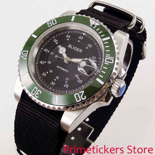 ceramic nozzle bliger 40 green mm black iron sheet light-emitting sapphire crystal nylon tape automatic clockwork men's watch, Slivery;brown
ceramic nozzle bliger 40 green mm black iron sheet light-emitting sapphire crystal nylon tape automatic clockwork men's watch, Slivery;brown