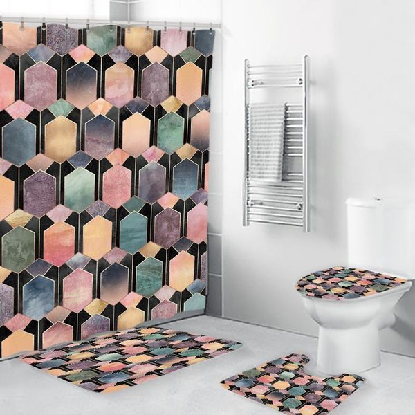 geometry home bathroom 4-piece non-slip foot mat toilet decoration set shower curtain products bath mats
geometry home bathroom 4-piece non-slip foot mat toilet decoration set shower curtain products bath mats
