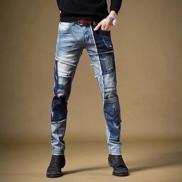middle waisted patchwork jeans light blue straight leg skinny mens stretch denim pants men's
middle waisted patchwork jeans light blue straight leg skinny mens stretch denim pants men's