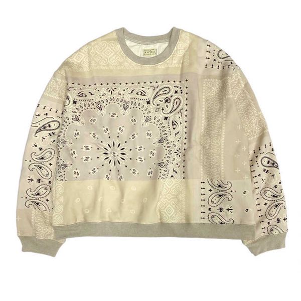 men's hoodies kapital cashew print crew neck loose plush clip splicing pullover cotton sweater men's fashion, Black
men's hoodies kapital cashew print crew neck loose plush clip splicing pullover cotton sweater men's fashion, Black