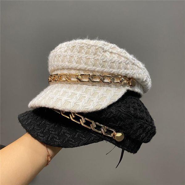 stingy brim hats 202109-shi autumn classic tweed golden chain lady octagonal hat women visors cap, Blue;gray
stingy brim hats 202109-shi autumn classic tweed golden chain lady octagonal hat women visors cap, Blue;gray
