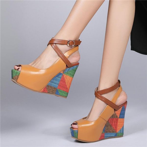 women ankle cross strap genuine leather wedges high heel gladiator sandals female summer platform pumps open toe mary jane shoes, Black
women ankle cross strap genuine leather wedges high heel gladiator sandals female summer platform pumps open toe mary jane shoes, Black