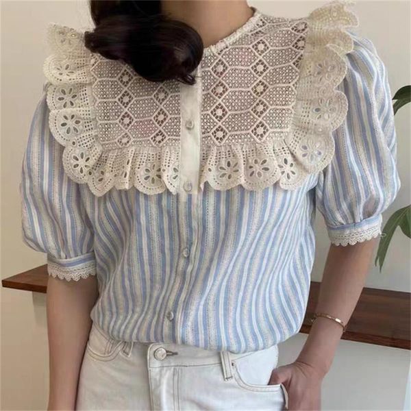 women's blouses & shirts hzirip striped patchwork hook flowers gentle 2021 summer high street office lady prom chic stylish women, White
women's blouses & shirts hzirip striped patchwork hook flowers gentle 2021 summer high street office lady prom chic stylish women, White