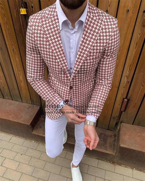 men's suits & blazers classic red tweed houndstooth plaid men peaked lapel wedding groom tuxedos 2 pieces terno masculino blazer + whit, White;black
men's suits & blazers classic red tweed houndstooth plaid men peaked lapel wedding groom tuxedos 2 pieces terno masculino blazer + whit, White;black