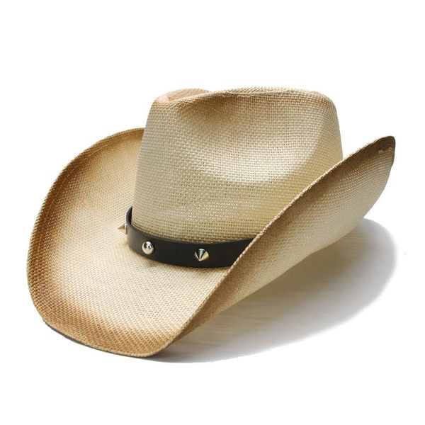 cloches punk style women's men's summer straw wide brim beach western cowgirl fedora cowboy hat rivet leather band ( 58cm, Blue;gray
cloches punk style women's men's summer straw wide brim beach western cowgirl fedora cowboy hat rivet leather band ( 58cm, Blue;gray