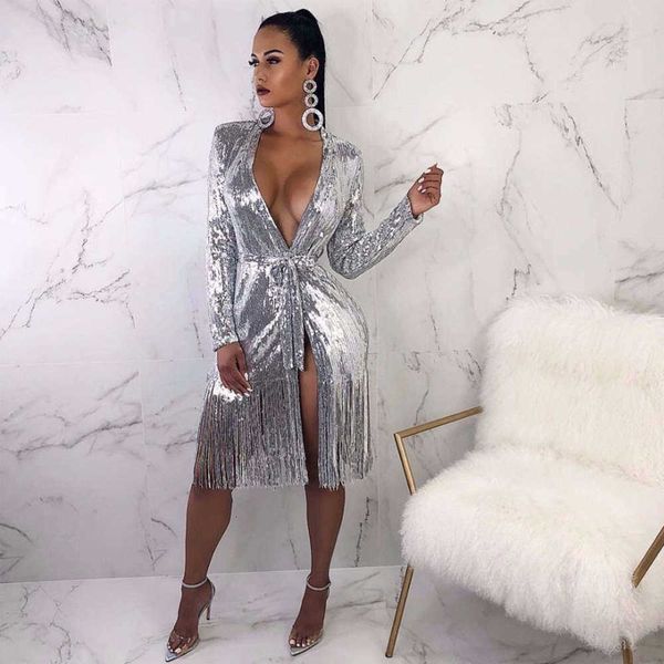 dresses deep v-neck casual glittering lace up long sleeve split fringe drs, Black;gray
dresses deep v-neck casual glittering lace up long sleeve split fringe drs, Black;gray