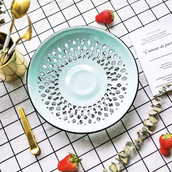 storage baskets enamel tray fruit plate vegetables food bakset drain basket