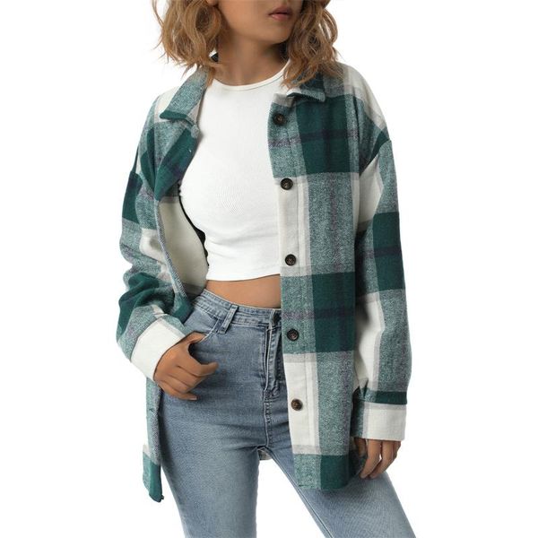 women's jackets button down lapel jacket casual long sleeve plaid print loose coat outwear vintage streetwear, Black;brown
women's jackets button down lapel jacket casual long sleeve plaid print loose coat outwear vintage streetwear, Black;brown