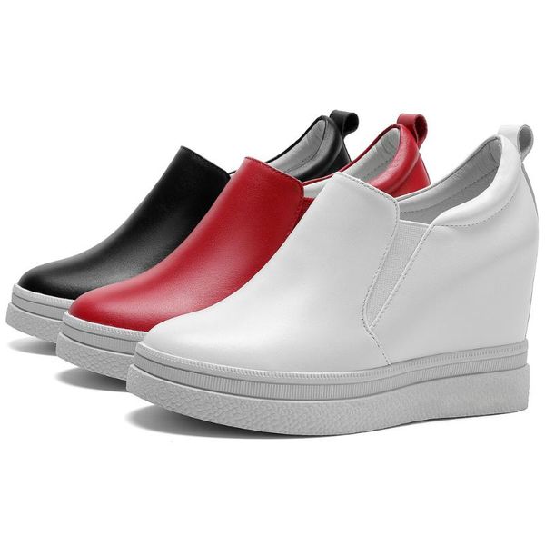 boots 10cm high heel fashion sneakers women slip on genuine leather wedges platform ankle female round toe creepers casual shoes, Black
boots 10cm high heel fashion sneakers women slip on genuine leather wedges platform ankle female round toe creepers casual shoes, Black