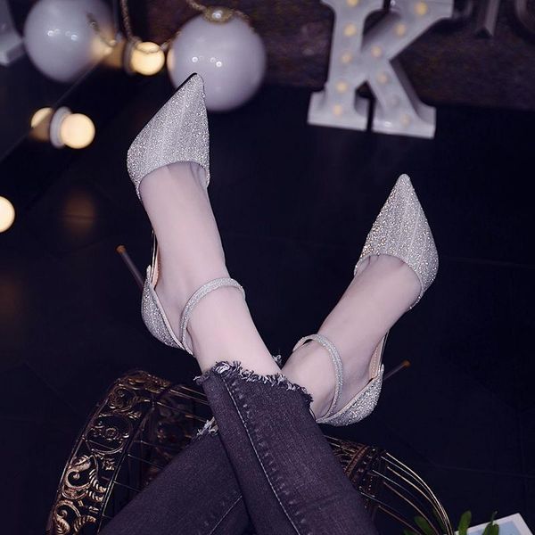 2021 new dress shoes high heels female pointed toe summer wild buckle crystal banquet wedding party, Black
2021 new dress shoes high heels female pointed toe summer wild buckle crystal banquet wedding party, Black
