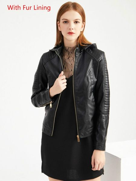 women's leather & faux black jacket with fur lining women long sleeve hooded biker winter motorcycle blazer
women's leather & faux black jacket with fur lining women long sleeve hooded biker winter motorcycle blazer