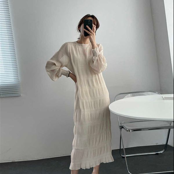 chic korean spring temperament all-match slim o neck long sleeve pleated chiffon dress women fashion vestido feminino gentle 210610, Black;gray
chic korean spring temperament all-match slim o neck long sleeve pleated chiffon dress women fashion vestido feminino gentle 210610, Black;gray