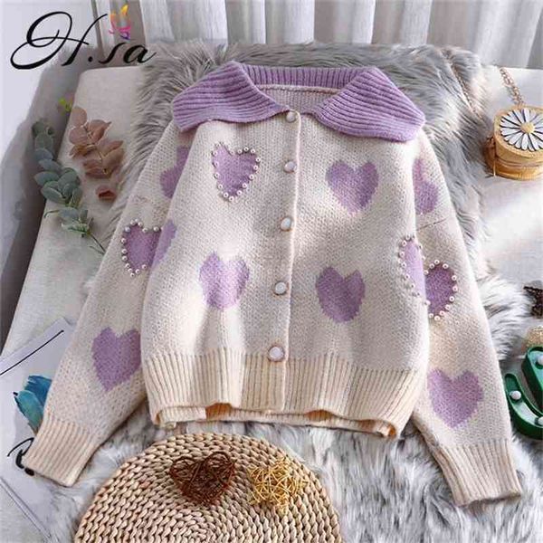 women winter cardigans turn down collar pearl beading sweet heart cute knit jacket big kawaii sweater cardigan 210430, White
women winter cardigans turn down collar pearl beading sweet heart cute knit jacket big kawaii sweater cardigan 210430, White
